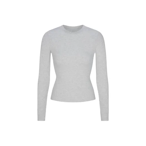 SKIMS Стандартная футболка Женская Светлый меланжевый GREY Светлый фотиния 