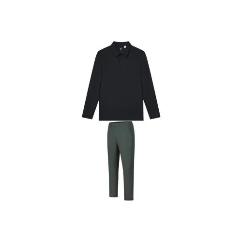 FILA Одежда Sets Глубокий черный Поло + Сосновая шишка зеленый Брюки Мужские Повседневная Спортивная Одежда