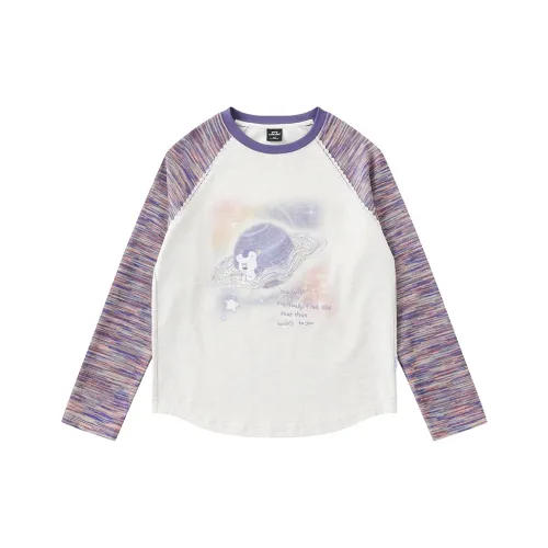 LAMLICKA Реглан-рукав Т-рубашка Женская Светло-фиолетовая