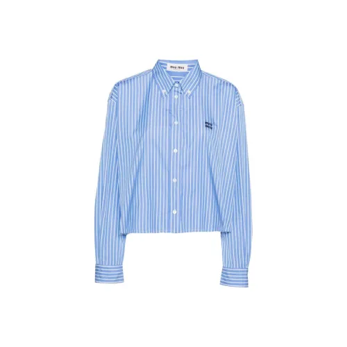 MIU MIU Синие с Белым Lettering Женские Рубашки
