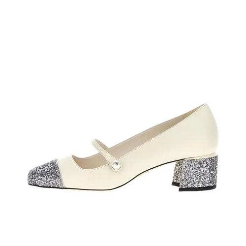 Jimmy Choo Elisa Грубый каблук Туфли Мэри Джейн 4,5 см Женские Белые