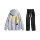 Комплект одежды [Серая толстовка Фотиния + Черные повседневные штаны]