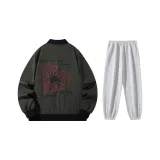 Комплект одежды (Армейский зеленый топ + Белые и серые штаны)