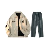 Комплект одежды (Белый Серый Топ + Винтажные Синие Штаны)