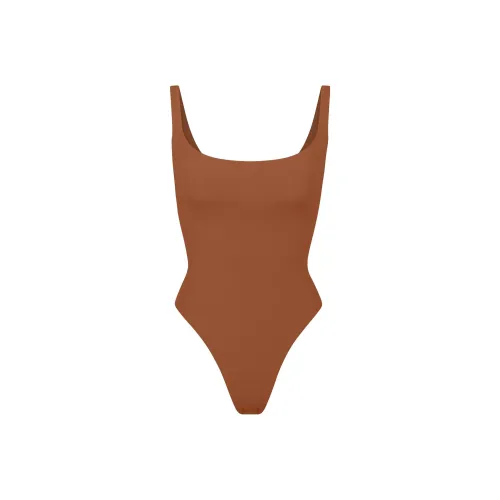 SKIMS FITS EVERYBODY SQUARE NECK BODYSUIT Комбинезон Женский Бронза Бронза