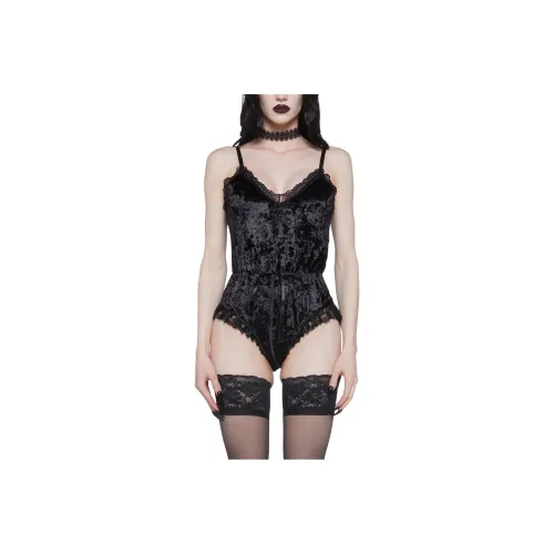 Dolls Kill Widow Cryptic Thirst Бархатный комбайн Женские Черный Черный