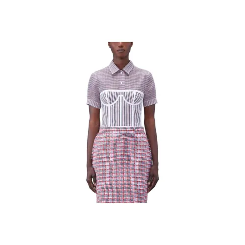 THOM BROWNE· Silk Cotton Cropped Striped Corset Без бретелек Топ Женский Розовый