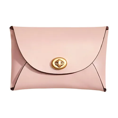COACH Pouch Галечная кожа Сумка Клатч Мелочь Кошелек Мини Женские Металлический розовый