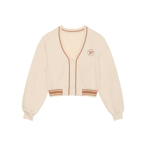 Victoria's Secret Розовый Цвет плюща Флис Передняя часть Zip Кардиган Белая раковина Толстовка Женские Белый ракушечный