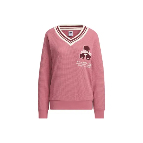 Adidas Originals FW24 V Neck Свитшот Женский Темно-Розовый