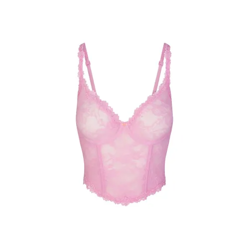 SKIMS Эластичный Кружево CORSET Топ на бретелях Женские Хлопковая конфета Хлопковая конфета