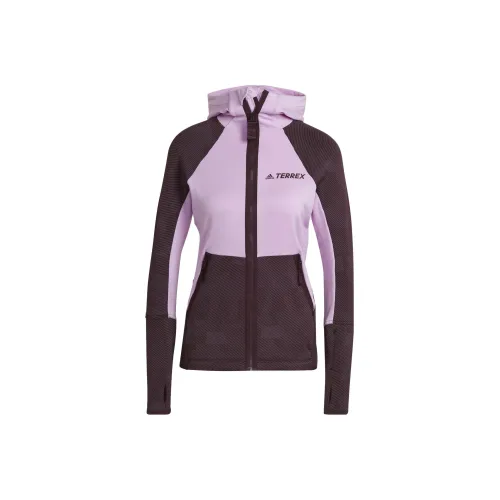 adidas Terrex Tech Flooce С капюшоном Поход Флис Куртка Куртки Пальто Женские Lilac