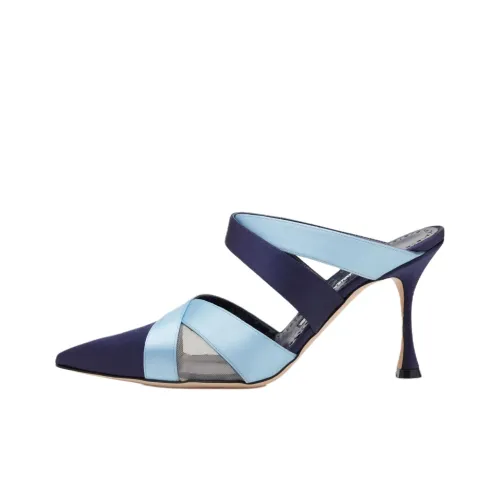 MANOLO BLAHNIK Домашние тапочки 9 см Женские Синие