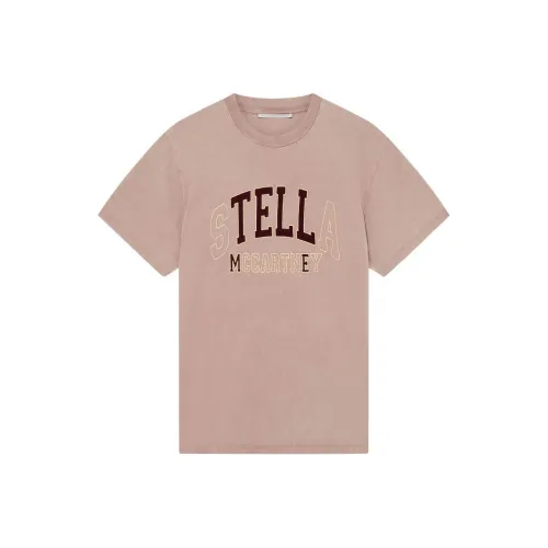 Stella McCartney С принтом логотипа круглый вырез пуловер короткий рукав рубашка женский цвет тауповый