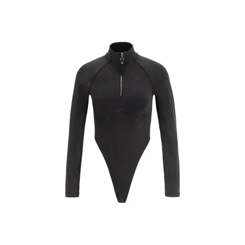 Hugo Boss × Bella Коллаборация Poarch Zip Шея Комбинезон Bodysuit Женские Серый