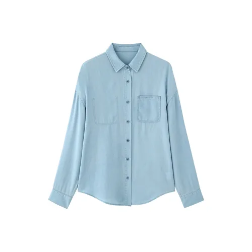 ZHOUMIAO Рубашка Женская AUTUMN Волна Синий