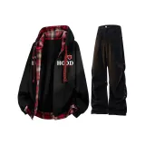 Black Cardigan Sweatshirt + Black Jeans  
Черный кардиган свитшот + черные джинсы