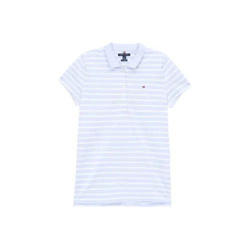 Tommy Hilfiger Поло Женское Светло-Синий Белый Полосы