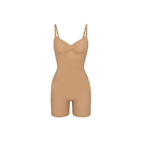 SKIMS Бесшовный Sculpt MID Бедро Комбинезон BODYSUIT Женский Рыжевато-коричневый Охра