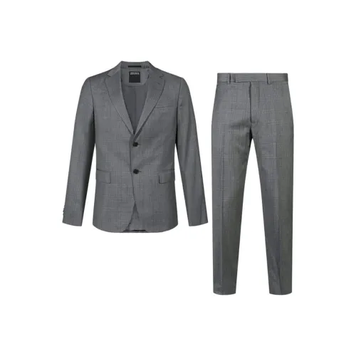 Zegna FW24 Бизнес-костюм мужской серый