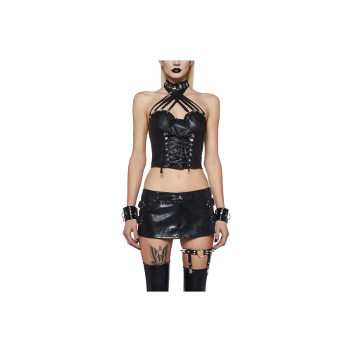 Dolls Kill Widow Преданность Time CORSET Топ Топ на бретелях Женские Черный Черный