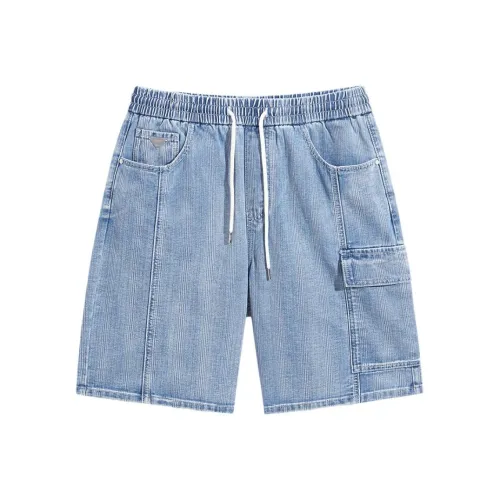 PEACEBIRD MEN Джинсовые шорты Мужской Средний синий деним 1