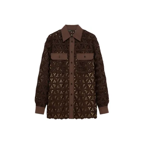 WEEKEND MaxMara Afona Коллекция Макраме And Поплин Рубашка Женские Шоколад