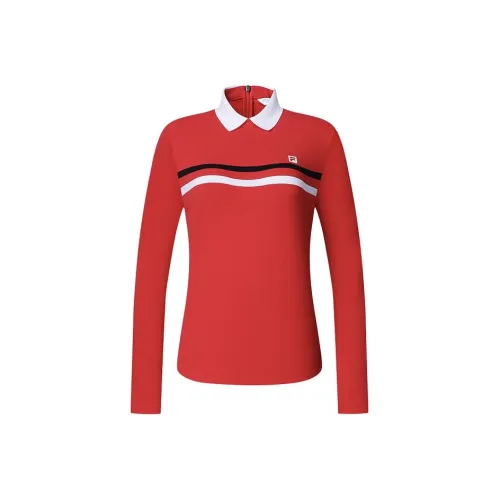 FILA GOLF серия Поло Женское Флуоресцентный Огонь Красный
