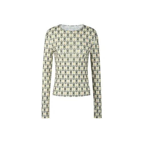 HERLIAN T Рубашка Женская Белая Основа С Принт