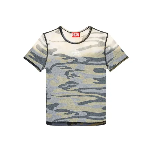 DIESEL T-Рубашка Женская Серый Зеленый
