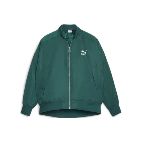 PUMA Fall 2022 T7 Collection T7 Shiny Bomber Куртка Женская Зеленая