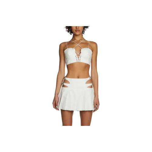 Dolls Kill SS24 ARKER WAVS REPLAY Strappy Bustier Бюстгальтер Белый Топ на бретелях Женский Белый Белый