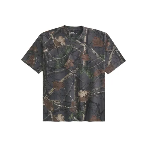 Hollister T-Shirt Мужская Серый Камуфляж