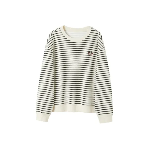 3COLOUR Свитшот Женский Черный Белый Полосы