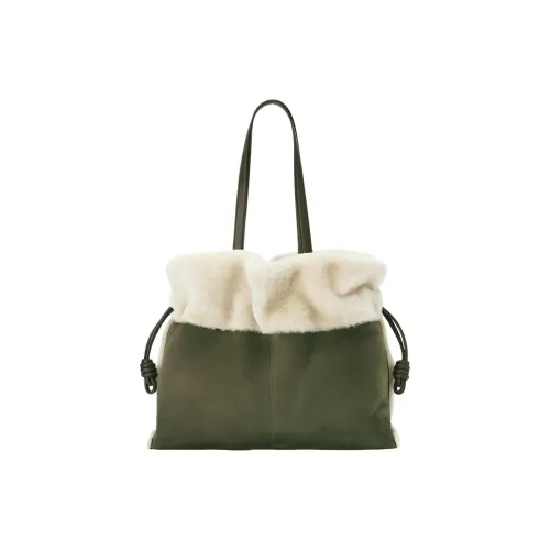 LOEWE Flamenco Шерсть Плюшевая Сумка Ручная Сумка через плечо Сумка через плечо Экстра-большая Женская Хаки Зеленая