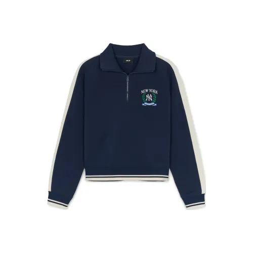 Mlb Base Logo New York Yankees Varsity SPORT IVE TRACK Sweatshirt Women's Navy Blue