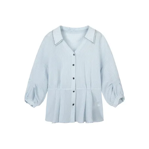 Pit Рубашка Женская Светло-Синяя Белая Полосатая