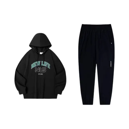 QIAODAN Комплект толстовки унисекс черного цвета