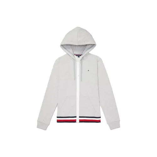 Tommy Hilfiger FW23 Логотип Stripe Zip Толстовка Топы Куртки Пальто Женские Серый