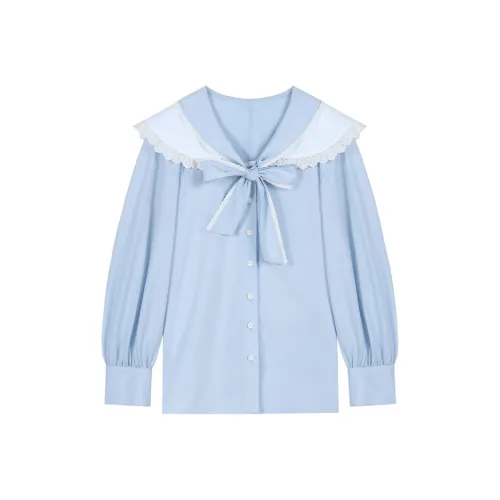 VEGA CHANG SS24 Рубашка Женская Глазурный Синий