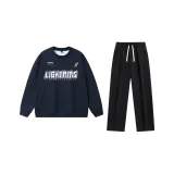Комплект одежды (Темно-синий свитшот + черные повседневные штаны)