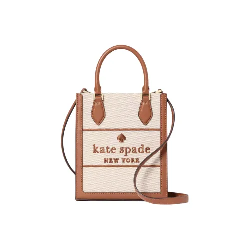 Kate Spade Холст Тоут Сумка Сумка для покупок Сумка через плечо Сумка мини Женская Бежевая и Коричневая
