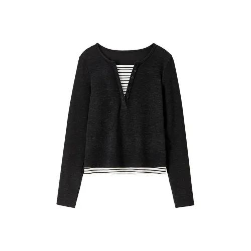 SENTUBILA T-рубашка Женская Черная и Полосатая