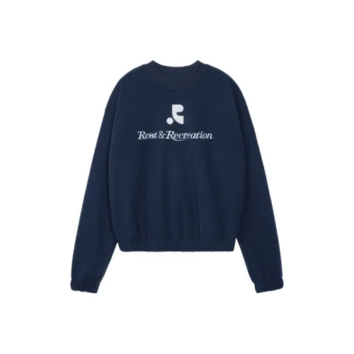 Rest Recreation LOGO Флис Свитшот Женский Темно-синий Морской синий