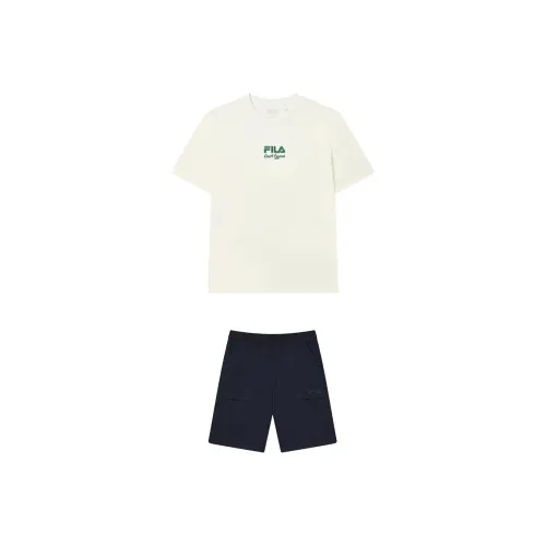 FILA Одежда Sets Сладкий Молочный Белый Топ + Легендарный Синий Шорты Мужские Повседневные Спортивные