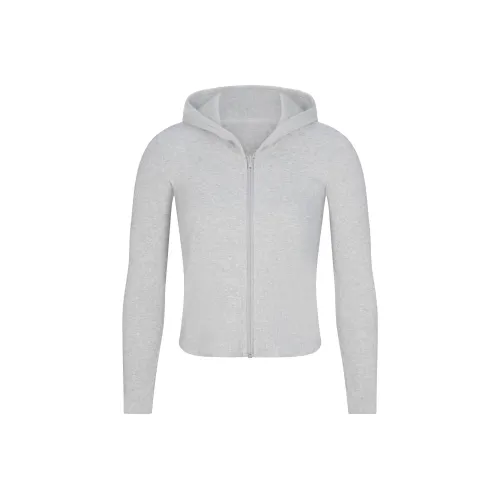 SKIMS FW24 COTTON Collection Хлопок Rib ZIP UP Толстовка Толстовка Женская Меланжевый GREY Светлый Фотиния Серый