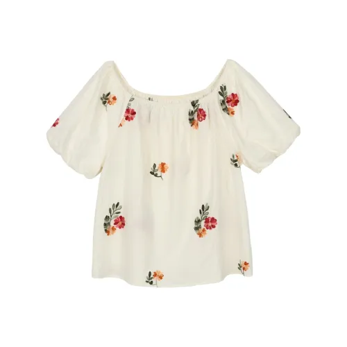 Cypress House Рубашка Женская Бежевая с Красным и Желтым Цветочным