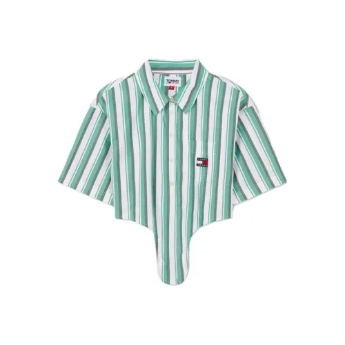 Tommy Hilfiger Зеленые Белые Полосатые Женские Рубашки