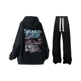 Чёрный + Чёрный Повседневные Брюки