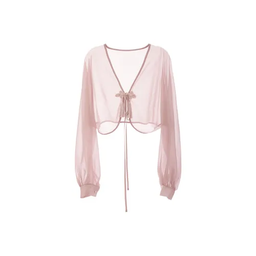 Blovelan Шифон Рубашка Женская Светло-Розовая